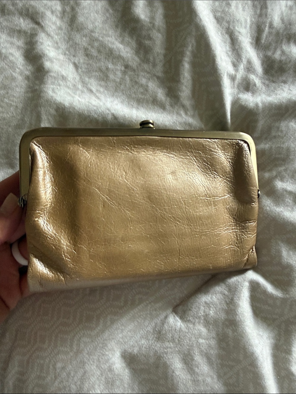 HOBO Gold Metallic Frame Clutch Wallet - Picture 3 of 13